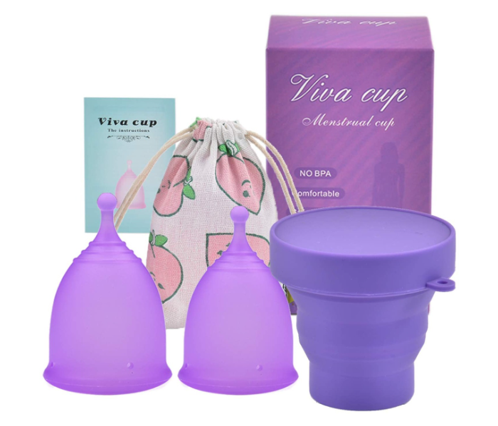 Set of 1 Small and 1 Large Reusable Menstrual Cup for Women - Purple - Zoom Image 1