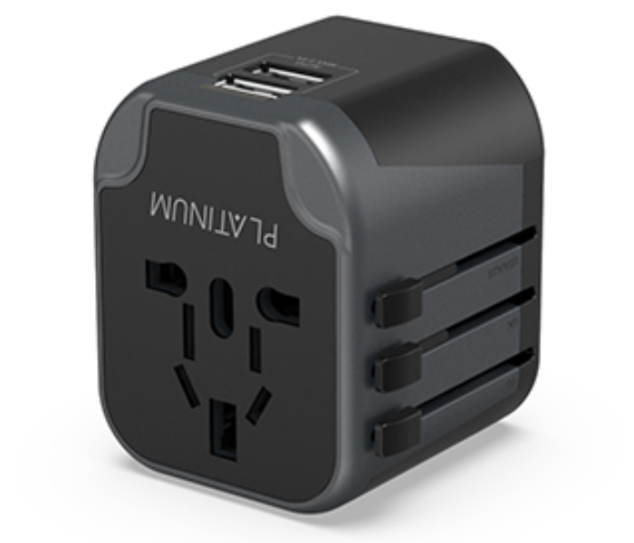 Platinum P-UTAUSB2BK Universal Travel Adapter 2.4A Dual USB - Black - Zoom Image 1