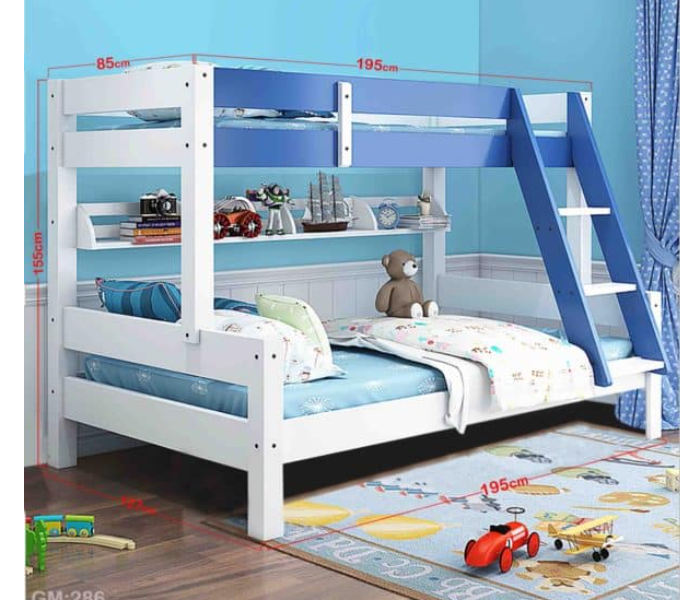 286 Wooden Double Bunk Bed Children - Blue - Zoom Image