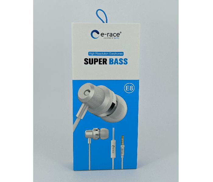 E-Race E8 High Superbass EarPhone - White - Zoom Image 2