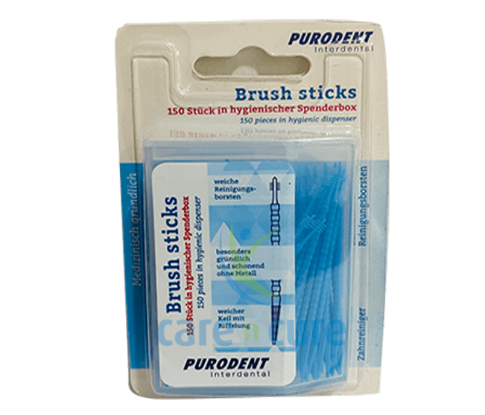 Purodent 51592 150 Pieces Floss Brush Sticks - Blue - Zoom Image