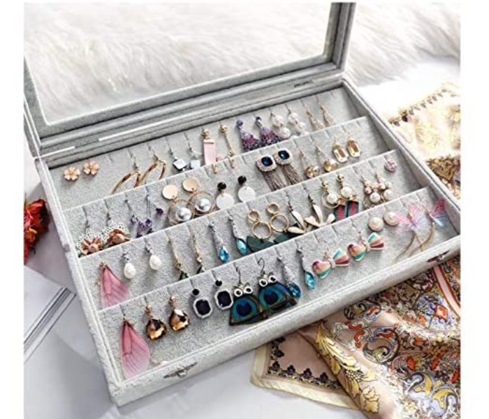 32 Pairs Storage Clear Lid Earrings Organizer Holder - Silver - Zoom Image 1