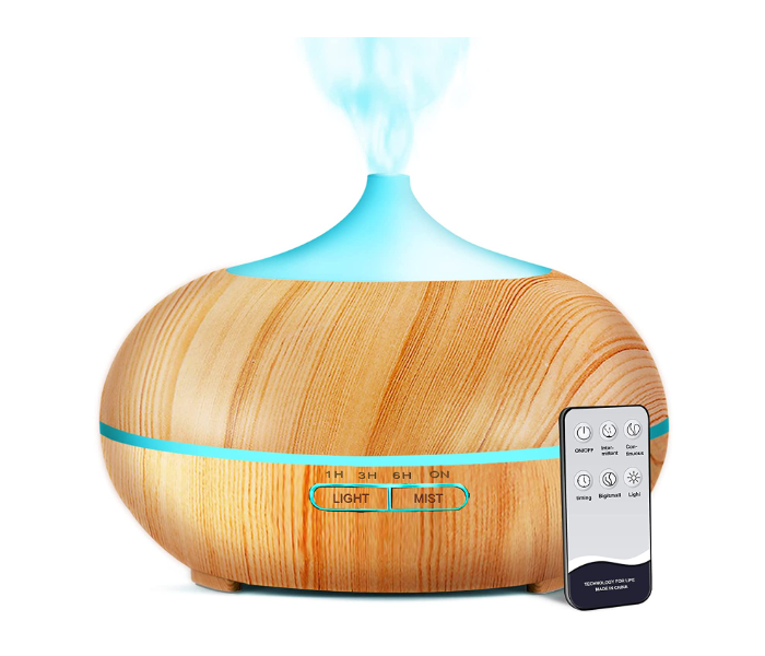 550ml Air Humidifier Purifier Essential Oil Diffuser with Remote Control - Brown - Zoom Image 1