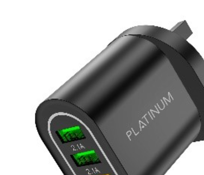 Platinum P-CHRVTQCUBK Vital Series Wall Charger QC and 2USB 5.1A - Black - Zoom Image