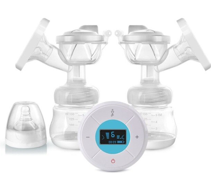 283-1 Breast Pump with 2 Bottles for Babies Feeding - White - Zoom Image 1