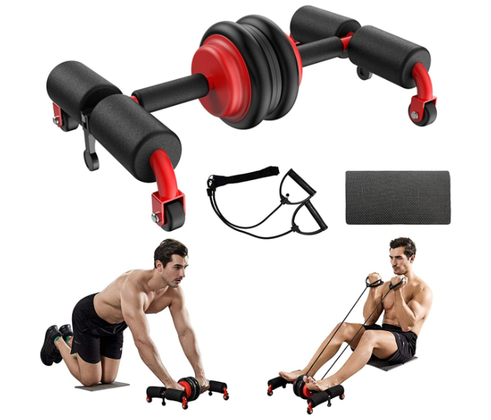 Multifunctional Abdominal Muscle Wheel Push-up Stand Fitness Equipment- Black - Zoom Image 2