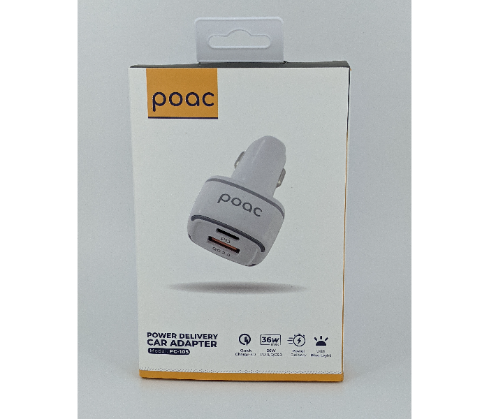 Poac PC-105 PD 36 Watts Car Adapter - White - Zoom Image 1