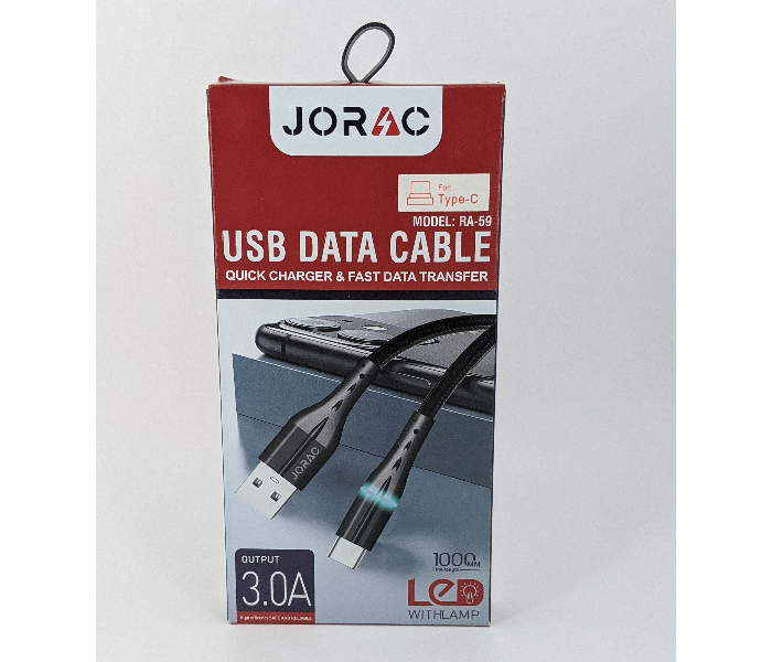 Jorac RA-59 Type C Fast and Quick USB Cable - Black - Zoom Image 1