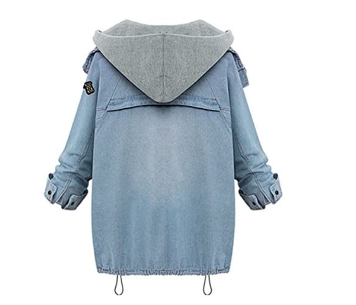 Fashionable Casual Women Denim Jacket Hooded - Light Blue - Zoom Image 8