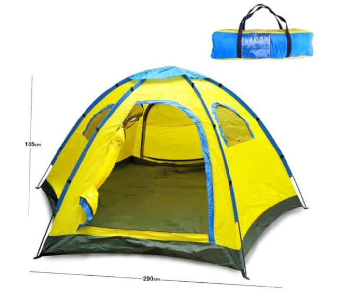 366-5 4 Members Camping Tent For Family - Yellow - Zoom Image