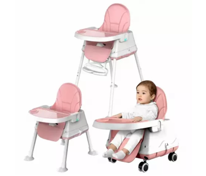 Vavas Baby High Chair Safety Toddler Feeding Booster Seat Dining Table Chair with Wheel and Cushion - Pink - Zoom Image