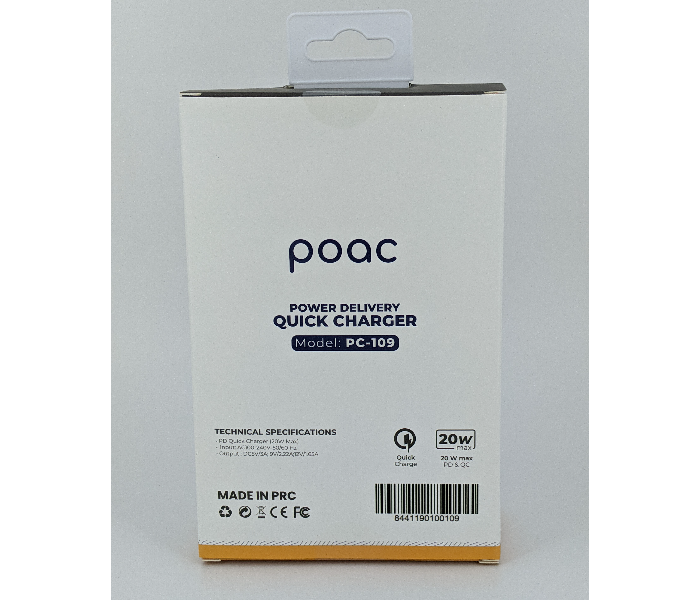 Poac PC-109 PD 20 Watts Quick Charger - White - Zoom Image 2