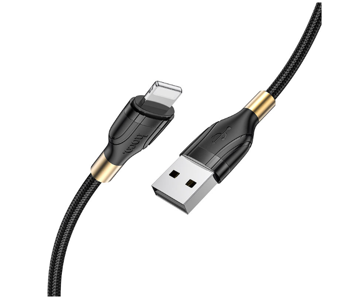 Hoco U92  Gold Collar Charging Data Cable For Lightning - Black - Zoom Image 1