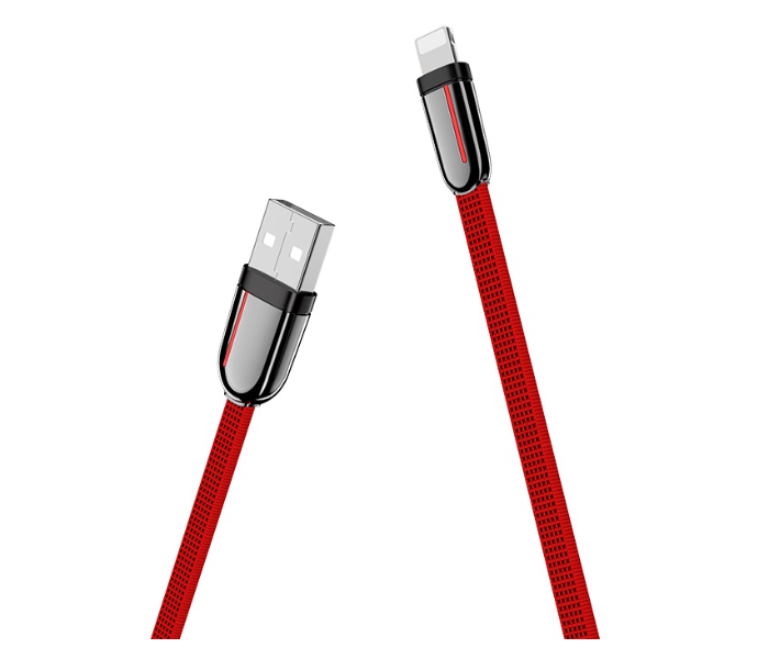 Hoco U74 Cloth Braided Charging Data Cable For Lightining - Red - Zoom Image 1