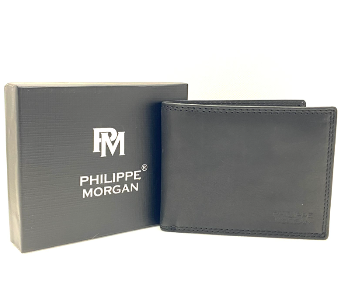 Philippe Morgan PM12 Stylish Leather Wallet - Black - Zoom Image 1