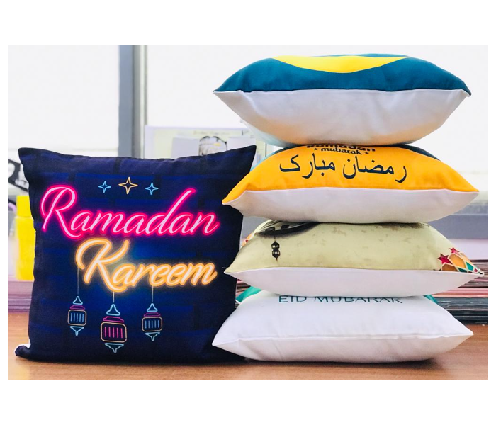 TUD Eid Mubarak Printed Pillow Case For Home Decorative Sofa Armchair Bedroom Living Room - Green and White - Zoom Image 2