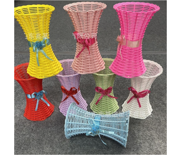 GTC 22000774 3 Pcs Plastic Rattan Flower Vase for Home Decoration - Green - Zoom Image 2