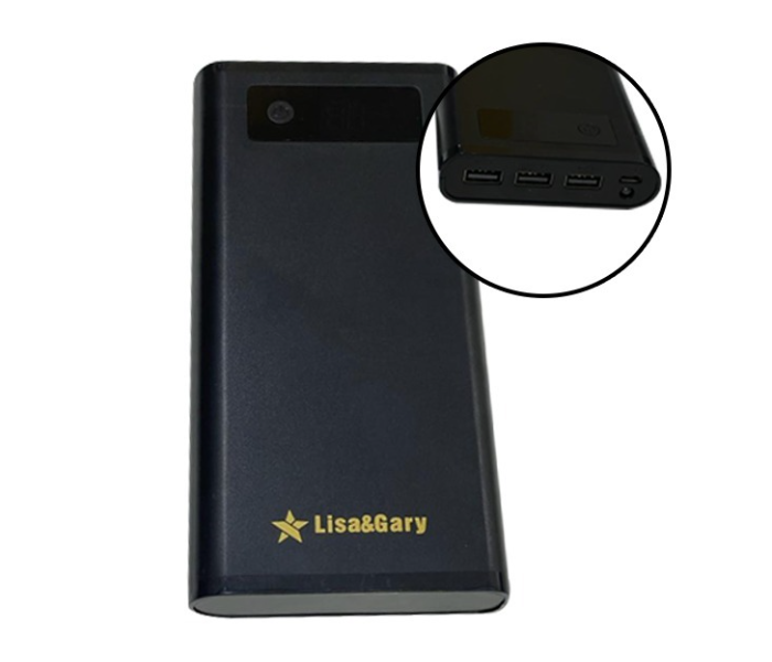 L and G 12000 Mah Fast Charging Power Bank with Flash Light - Black  - Zoom Image