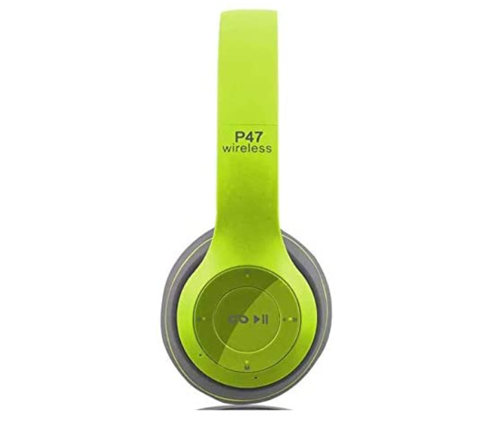 P47 Wireless Bluetooth Foldable Headset with Microphone - Green - Zoom Image 2