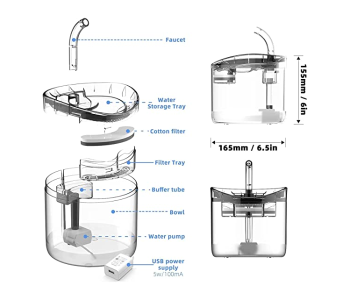 Automatic Pet Drinking Fountain with Faucet Kits - Zoom Image 4