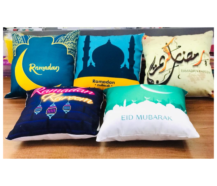 TUD Ramadan Printed Pillow Case For Home Decorative Sofa Armchair Bedroom Living Room - Blue and Yellow - Zoom Image 1