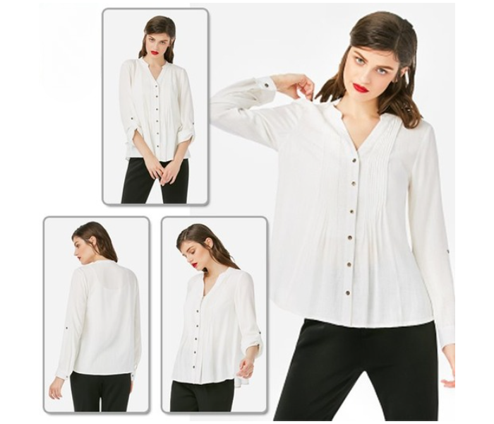 Quny RMC-10266 Full Sleeve XL Short Top for Women - White - Zoom Image