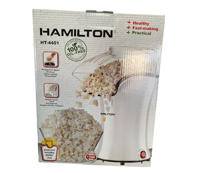 Hamilton HT-4401 Instant Electric Popcorn Maker - White - Zoom Image 2