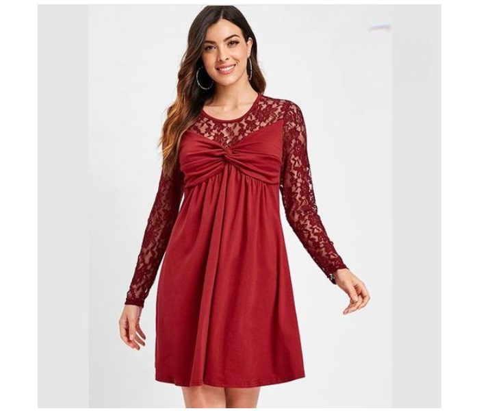 Quny MC-10067 Full Sleeve Small Sized Frock for Women - Maroon - Zoom Image