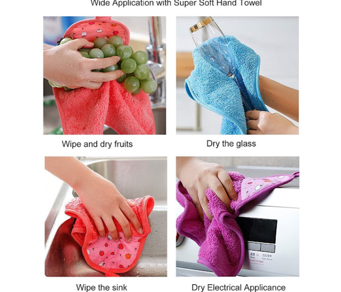 4 Pcs Hand Towel Kitchen Hanging Loop Soft Coral Small Soft Dish Towels  Wipe