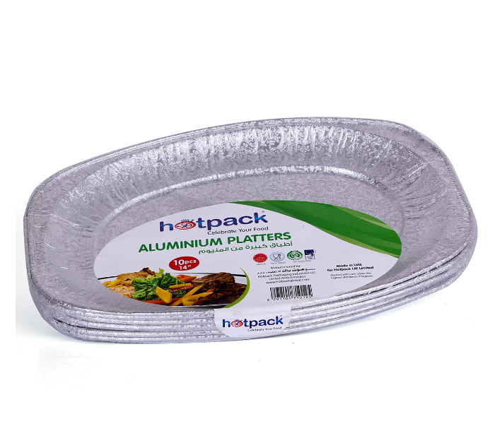 Hotpack PA6586 5 Pieces 14 Inch Small Aluminum Platter - Silver - Zoom Image 1