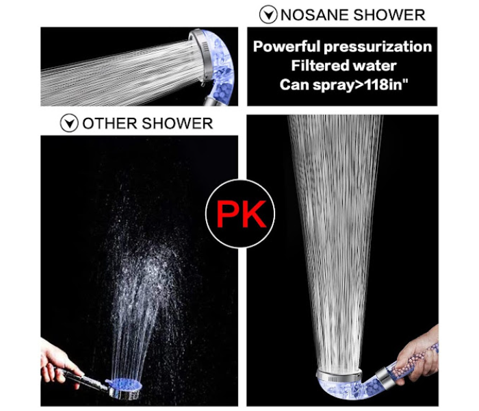 GTC 22000706 High Pressure Water Saving Showerhead with Filter Beads and Handheld Spray - Silver - Zoom Image 4