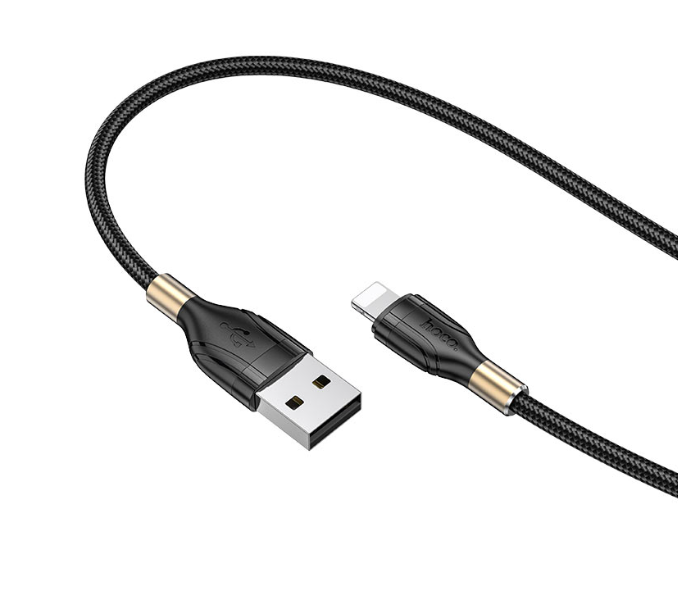 Hoco U92  Gold Collar Charging Data Cable For Lightning - Black - Zoom Image 2