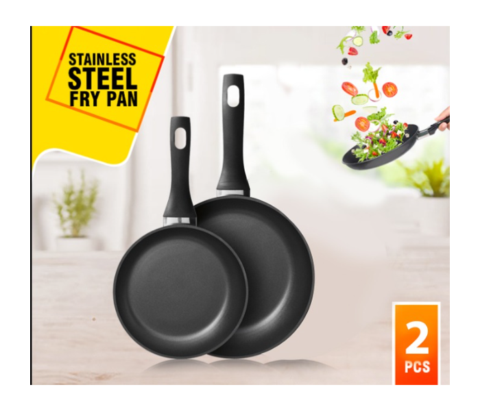 Epsilon EN4802 2 Pieces Stainless Steel Fry Pan - Black - Zoom Image