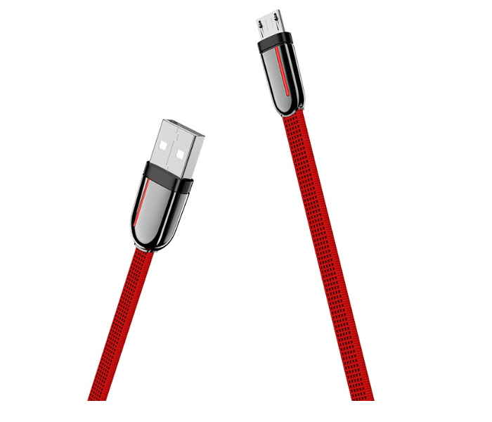 Hoco U74 Cloth Braided Charging Data Cable For Micro - Red - Zoom Image 1