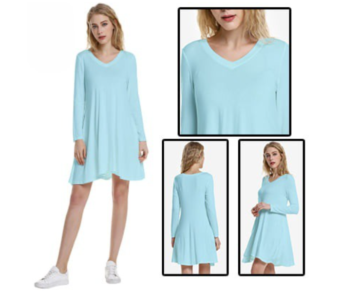 Quny RMC-10234 Full Sleeve XL Sized Long Top for Women - Blue - Zoom Image