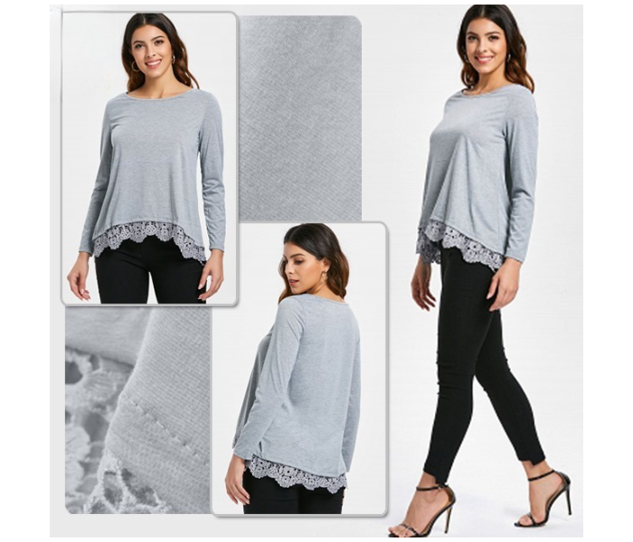 Quny RMC-10323 Full Sleeve Small Sized Short Top for Women - Grey - Zoom Image