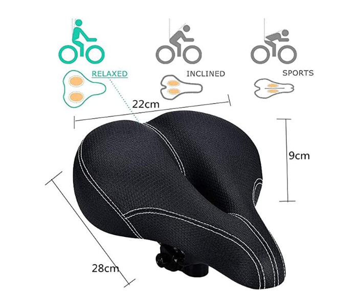 Waterproof Breathable Dual Spring Designed Bicycle Bike Seat with Back LED Light - Black - Zoom Image 3