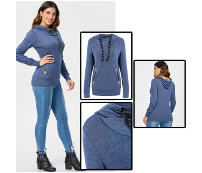 Quny RMC-10227 Full Sleeve Large Sized Short Top for Women - Blue - Zoom Image