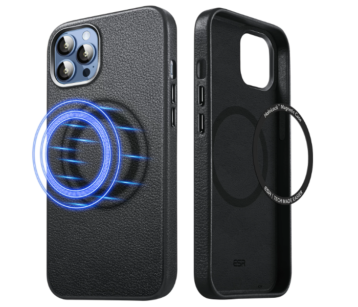 ESR Metro Leather Case with HaloLock for iPhone 13Pro - Black - Zoom Image