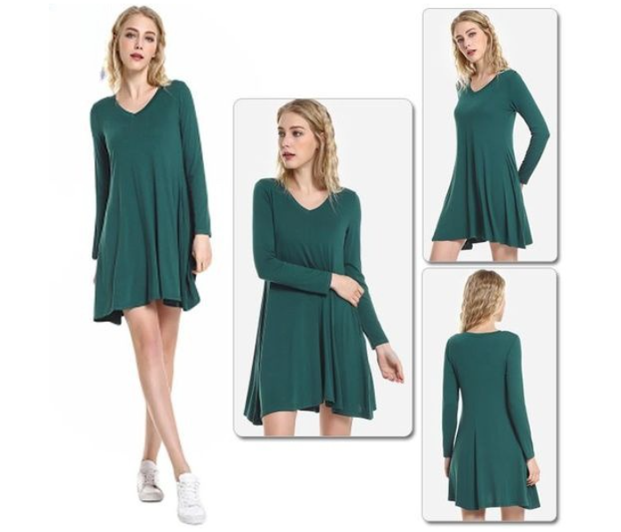 Quny RMC-10233 Full Sleeve XL Sized Long Top for Women - Green - Zoom Image