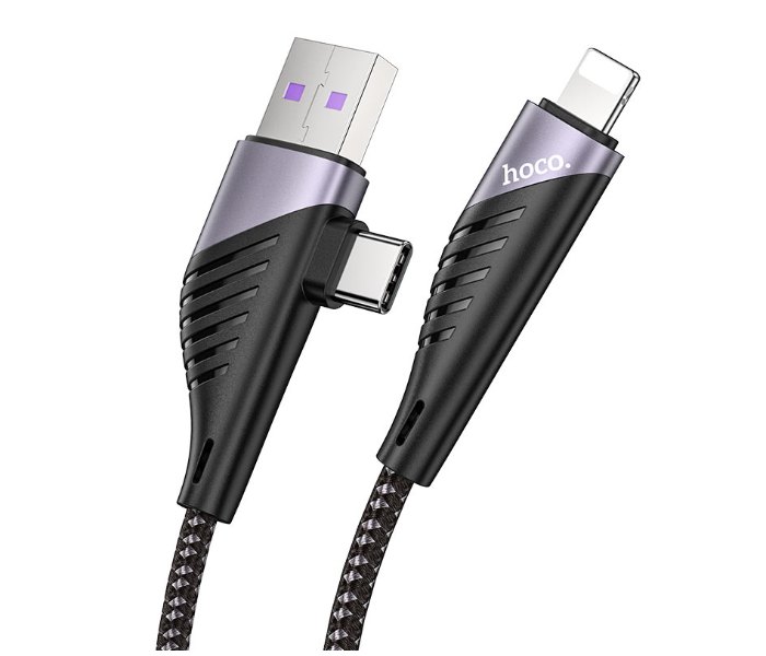 Hoco U95 2-In-1 Freeway Pd USB Charging Data Cable - Black - Zoom Image 1