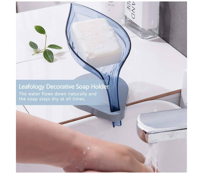 GTC 22000724 Leaf Shape Self Draining Bar Soap Holder - Blue - Zoom Image 4