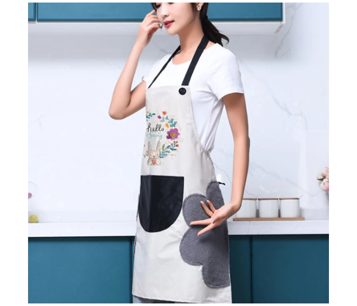 Wipeable Waterproof Oil Proof Rabbit Printed Kitchen Apron - Brown - Zoom Image 1