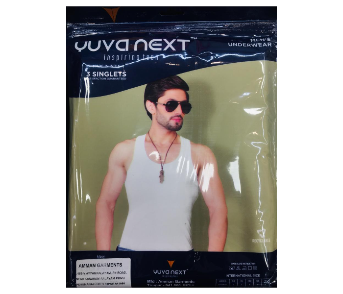 YUVANEXT 100 Percentage Cotton Classic Solid White Vest Modern Fit - XXL - Zoom Image 4