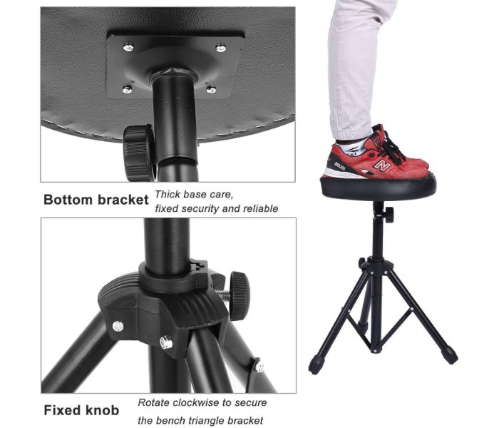 Folding Stool Stand Chair Seat With Comfortable Padded Seat - Black - Zoom Image 3