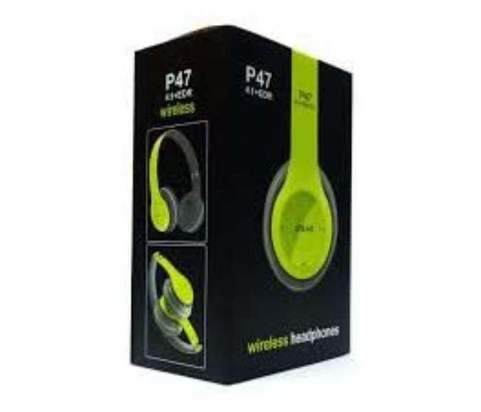 P47 Wireless Bluetooth Foldable Headset with Microphone - Green - Zoom Image 3