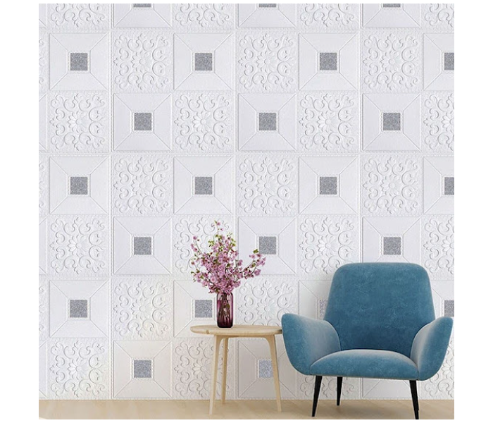 GTC 22000745 10 Pcs Self-Adhesive Waterproof Removable 3D Brick Wall Panels Sticker Wallpaper - White - Zoom Image 2