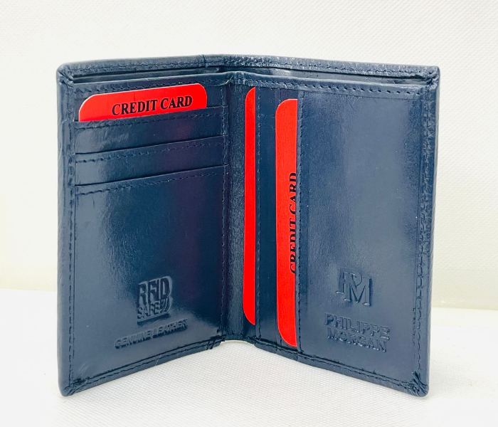 Philippe Morgan PM124 Stylish Leather Card Holders - Navy Blue - Zoom Image 2