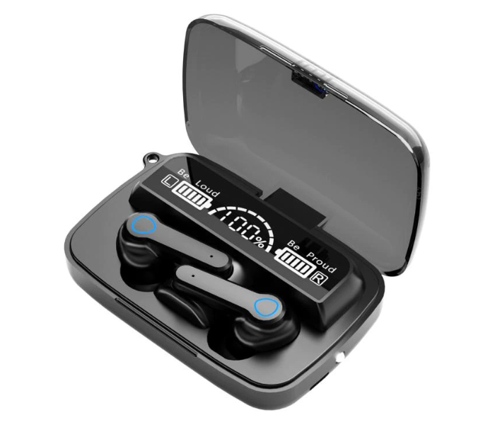 M19 TWS Wireless Bluetooth Stereo Earbuds With Digital LED Display - Black  - Zoom Image 1