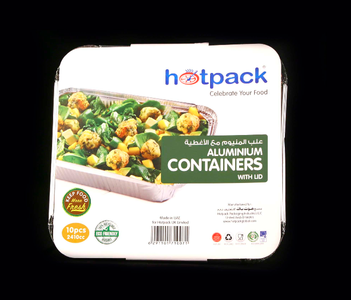 Hotpack PA83241 10 Pieces 2410ml Aluminum Container - Silver - Zoom Image 1